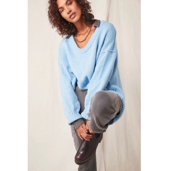 Free People Brookside Tunic Sweater Starlight Blue - Picture 6 of 6